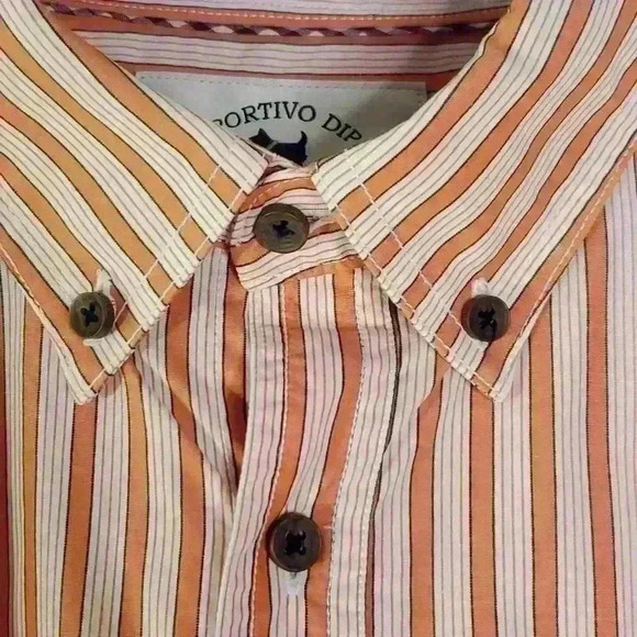 Ferrioni Sportivo Orange Stripe Button Down Shirt Scottie Dog Logo Pocket sz XL - Picture 4 of 10